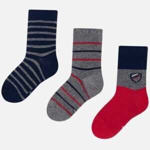 3 pack ponožek proužek šedo-červené MINI Mayoral velikost: 2 (EU 24-26)