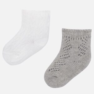 2 pack ponožek se vzorem šedo-smetanové BABY Mayoral velikost: 80 (12 měsíců)