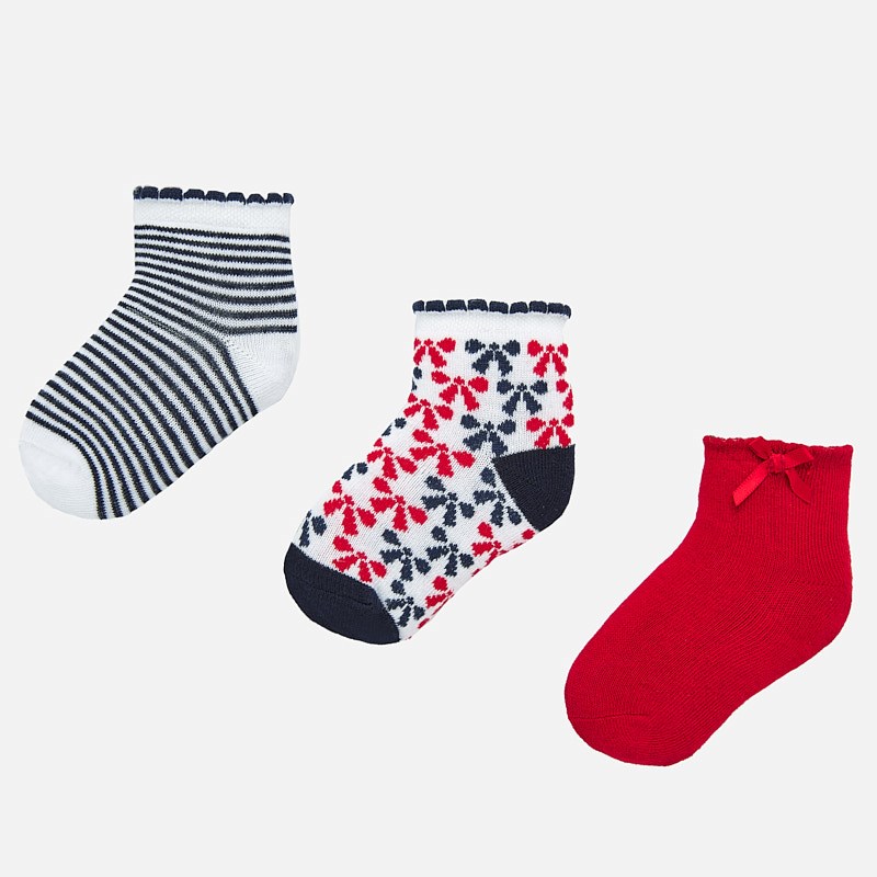 3 pack ponožek mašličky modro-červené BABY Mayoral velikost: 68 (6 měsíců)