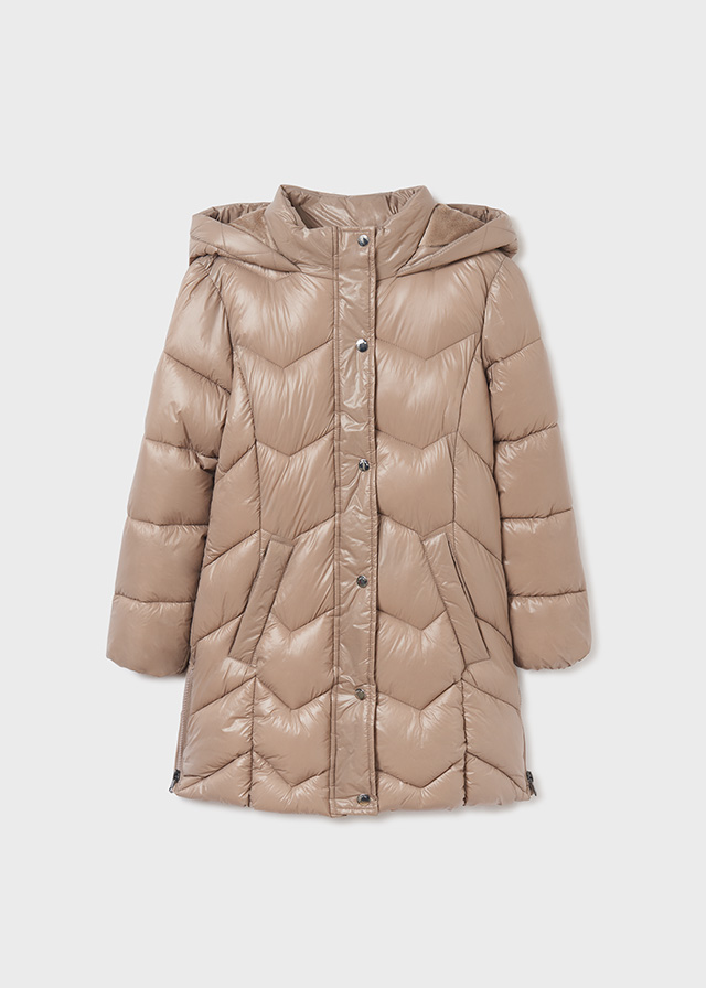 Zimní prošívaný kabát s kapucí béžový JUNIOR Mayoral velikost: 140 (10 let)