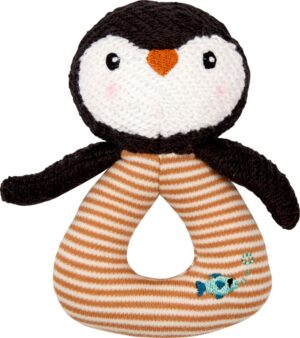 Mayoral Ring chrastítkový tučňák Little Wonder (udržitelný s recyklovaným materiálem a bavlnou z kontrolovaného ekologického pěstování)